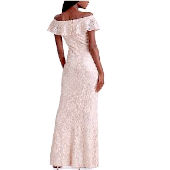 Ralph Lauren Dresses & Skirts - NWT RALPH LAUREN Lace Pink Rose Flutter V Neck Full-Length Evening Dress Size 2